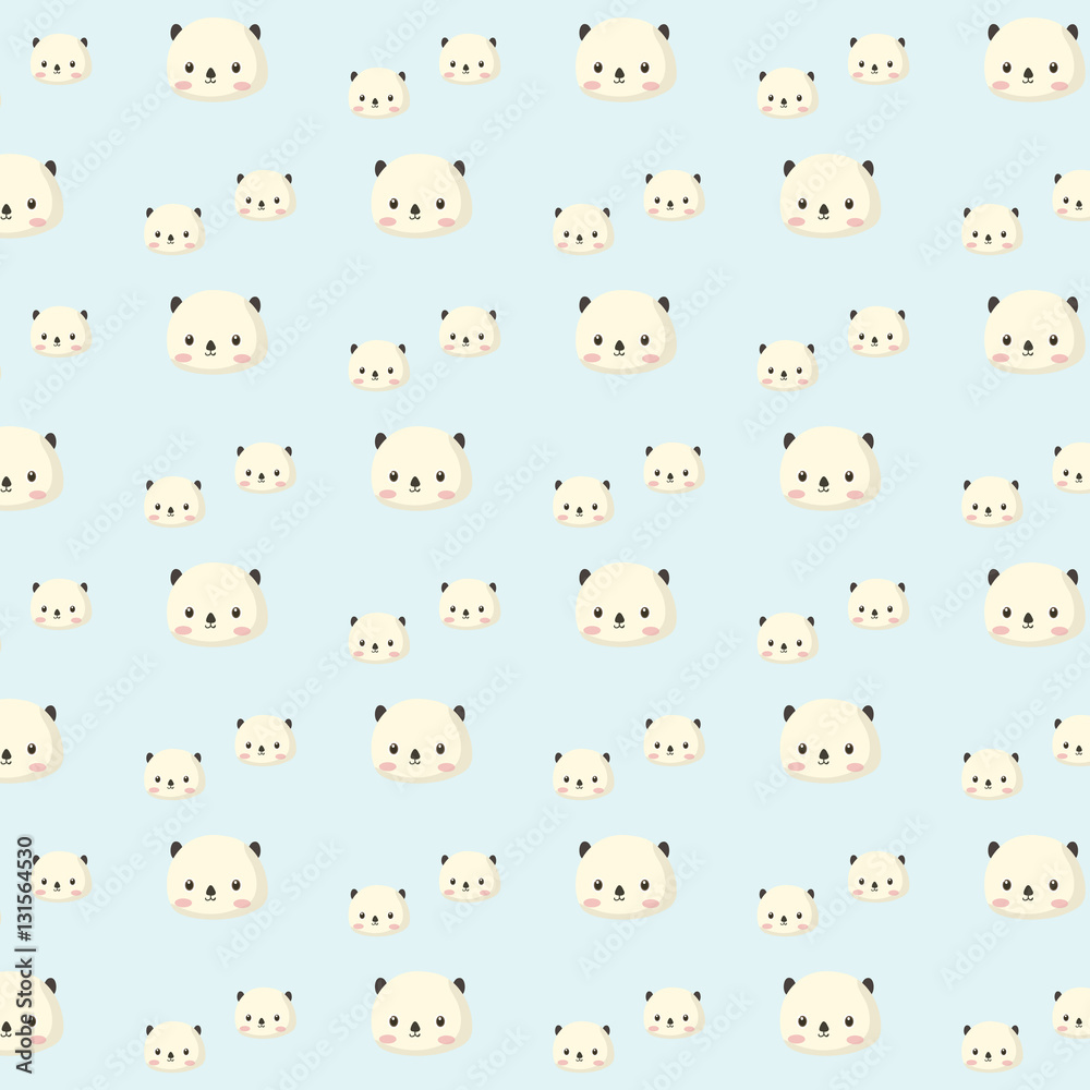 Panda pattern on light blue background.
Panda pattern on light blue background.