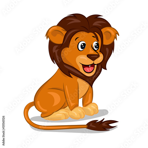 Obraz na płótnie orange cartoon baby lion at the white background w salonie