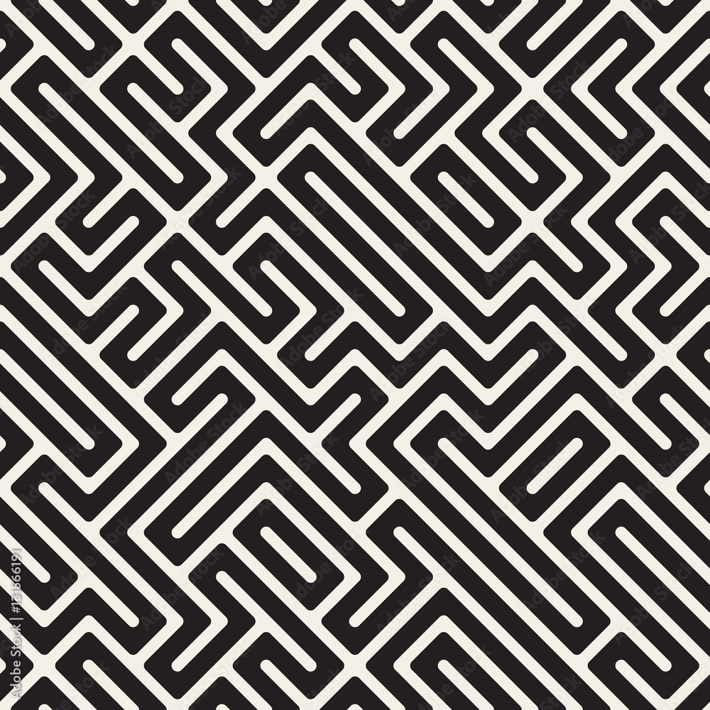 Irregular Maze Lines. Vector Seamless Black and White Pattern. Irregular Maze Lines. Vector Seamless Black and White Pattern.
