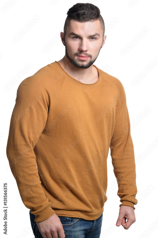 young handsome man posing on white background young handsome man posing on white background