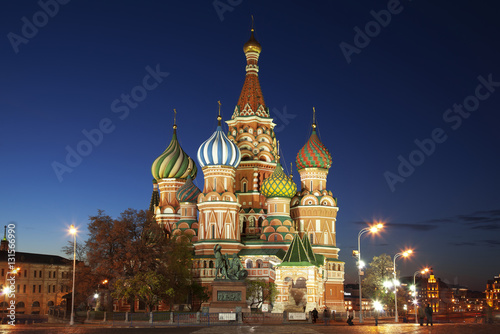 St. Basil's Cathedral on the Red square at night. Russia