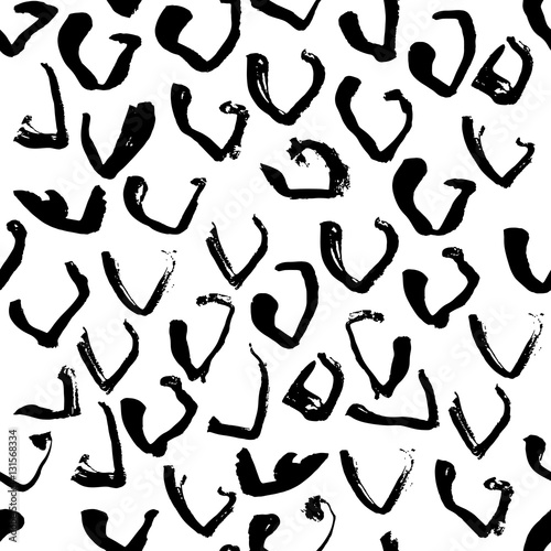 Vector illustration hand drawn seamless pattern. Black and white grunge background