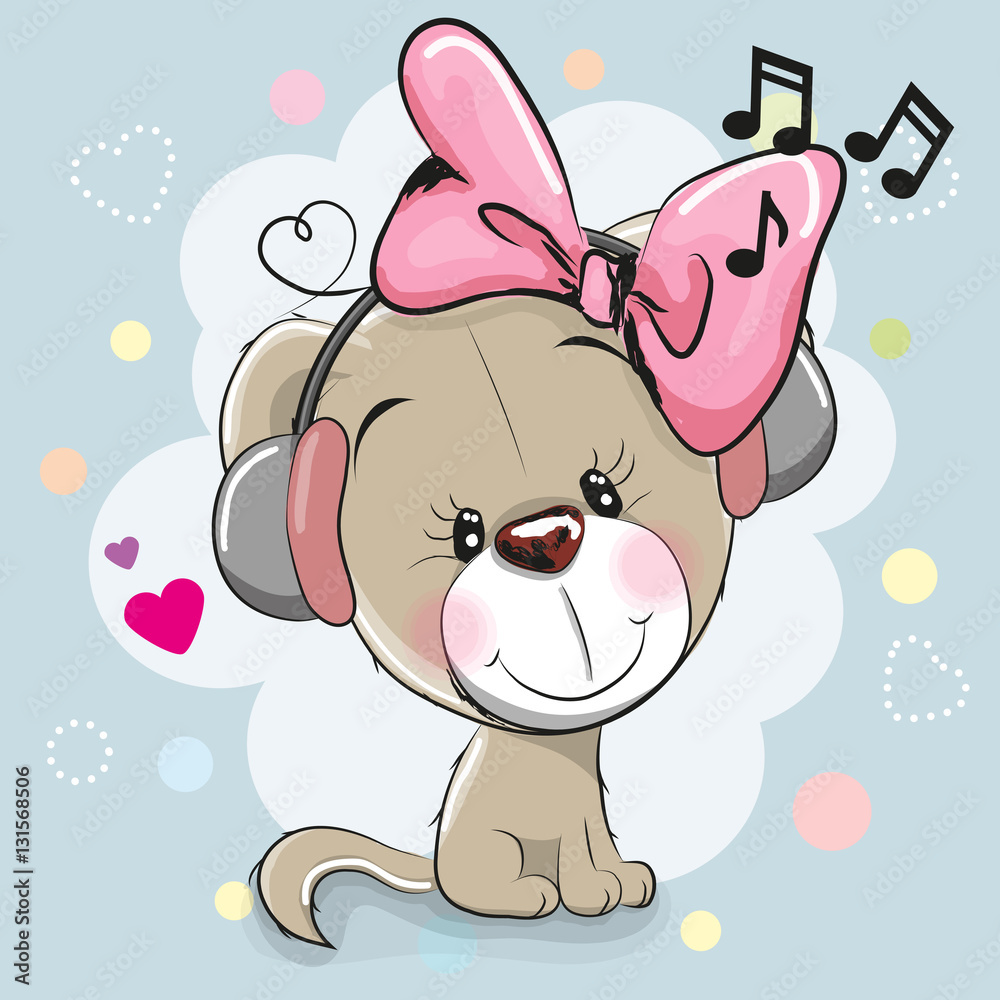 Cute cartoon Dog with headphones Cute cartoon Dog with headphones