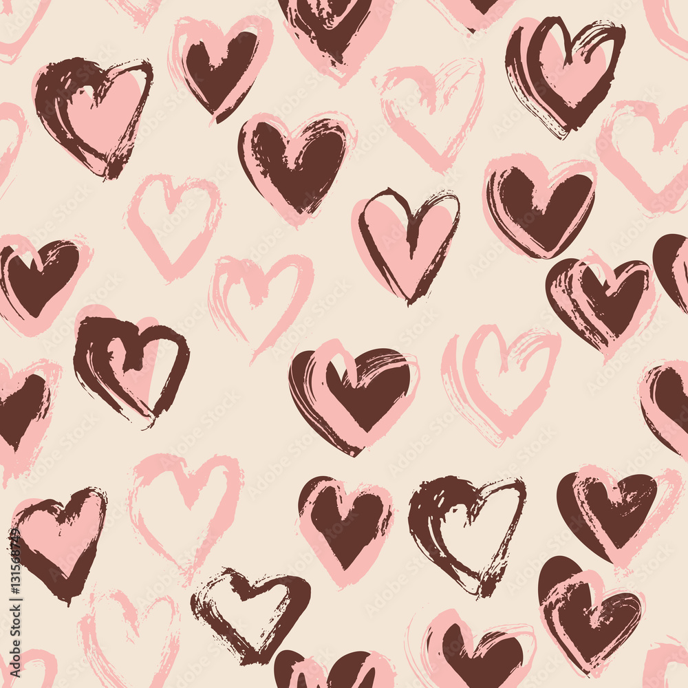 Abstract seamless heart pattern. Ink illustration. Nude romantic background Abstract seamless heart pattern. Ink illustration. Nude romantic background