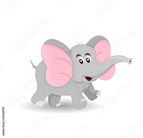 happy cute little elephant smile and walking around