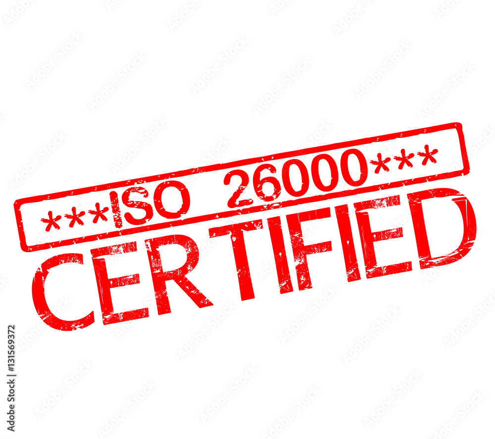 Rubber stamp with text iso 26000 certified Rubber stamp with text iso 26000 certified