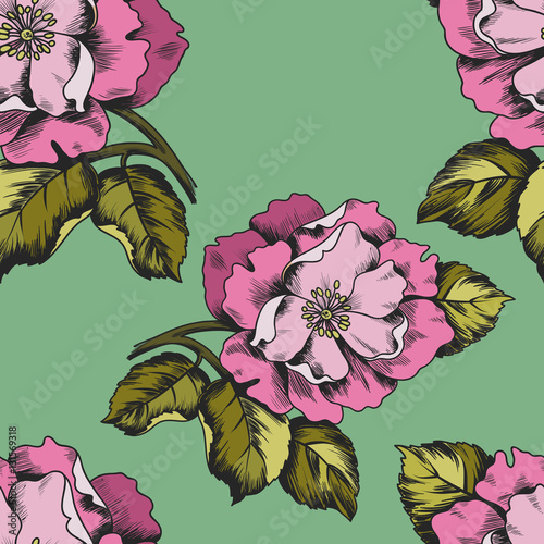 Seamless pattern with flowers peons for printing on paper or fabric.