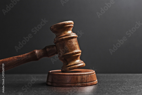 Judge's Gavel over black background