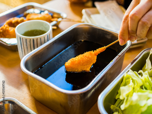 Kushikatsu, Japanese dish of deep fried skewered meat and vegeta