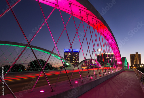 West 7th bridge Fort Worth with colored lights