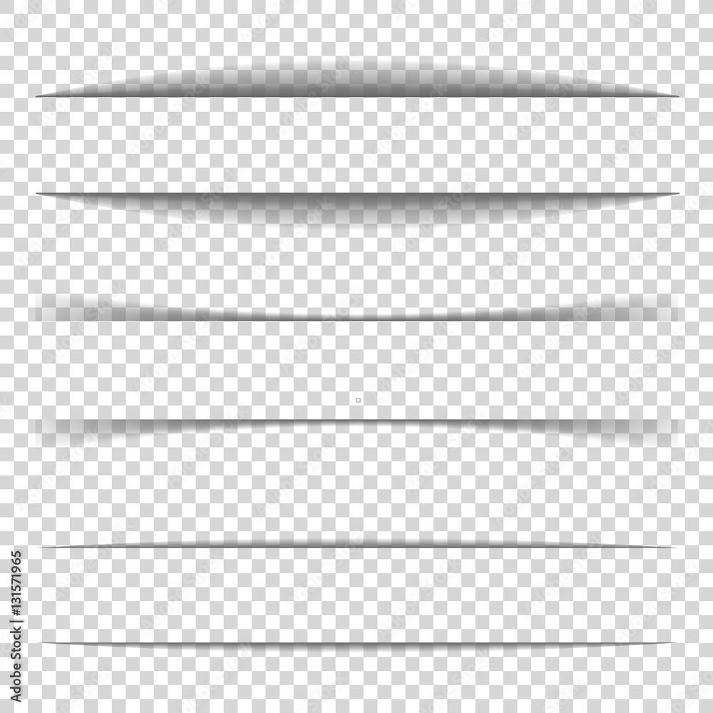 Page divider. Transparent realistic paper shadow effect set. Web banner. Element for advertising and promotional message isolated on background. Vector illustration for your design, template and site. Page divider. Transparent realistic paper shadow effect set. Web banner. Element for advertising and promotional message isolated on background. Vector illustration for your design, template and site.