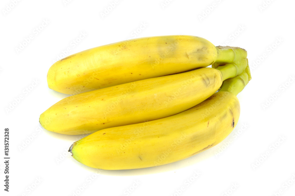 Mini bananas isolated on white background