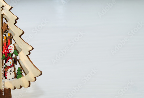 wooden Christmas tree with snowman