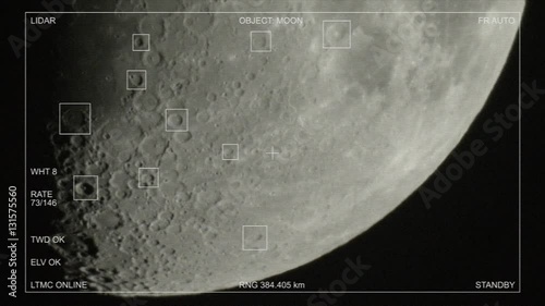 head up display with sci-fi tracking system scanning the moon