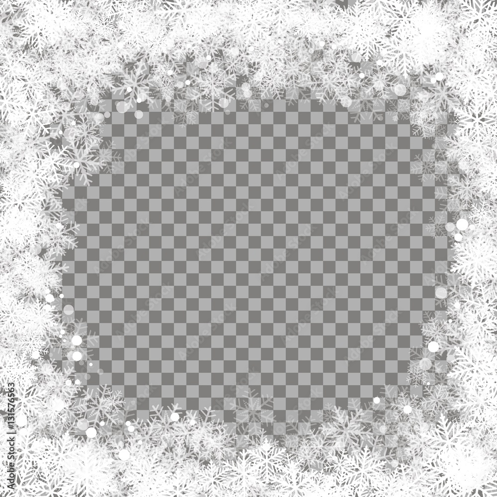 Realistic falling snowflakes. Isolated on transparent background Vector ...