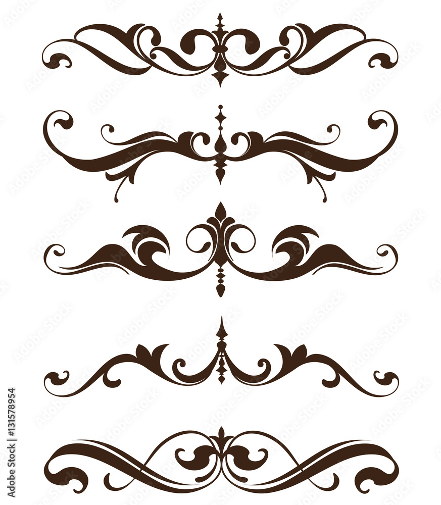 Vintage ornaments design elements floral curlicues white background
curbs frame corners stickers 