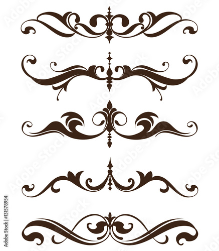 Vintage ornaments design elements floral curlicues white background
curbs frame corners stickers 