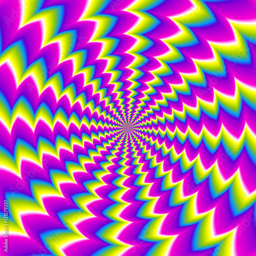 Abstract iridescent background. Spin illusion.
