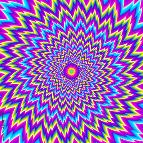 Iridescent background with flower. Motion illusion.