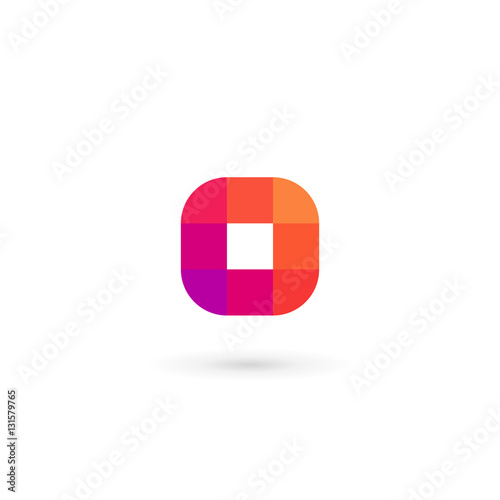 Letter O number 0 mosaic logo icon design template elements
