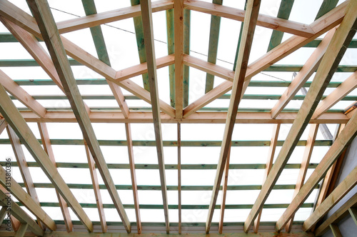 Wooden roof frame, the roof structure.