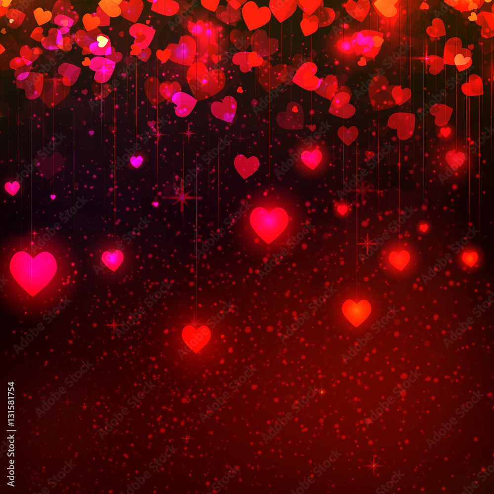 Fototapeta Valentine's day background with hearts. Vector Illustration.