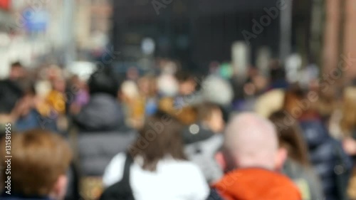 Wallpaper Mural A busy street with people walking on a sunny day, soft focus with a long lens. Torontodigital.ca
