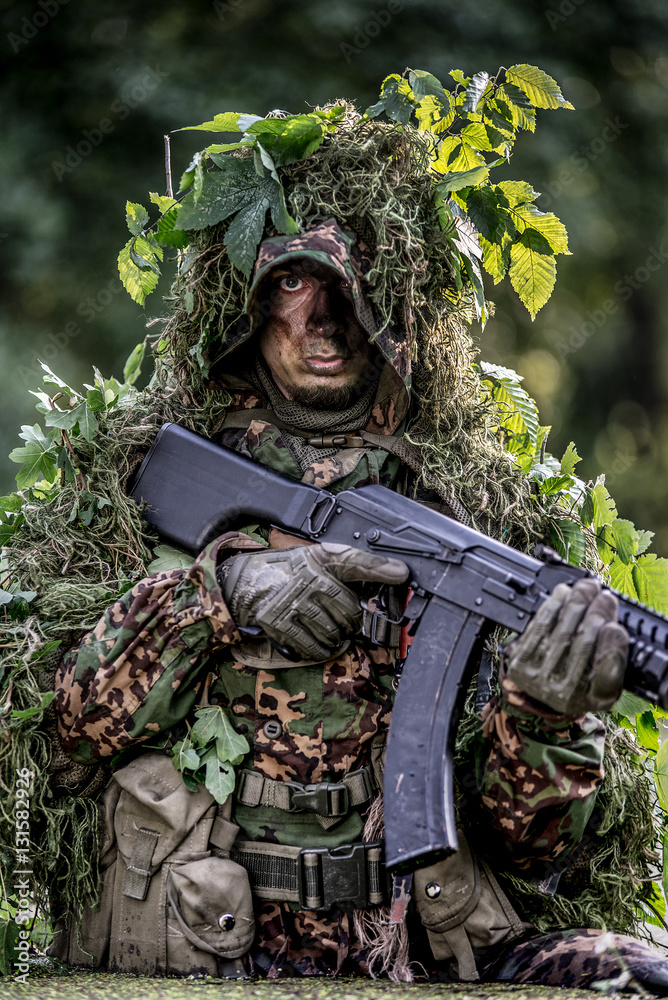 Camouflaged soldier