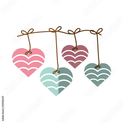 hearts hanging pink and blue decoration shadow vector illustration eps 10