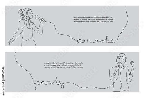 Man and woman singing into microphone vector