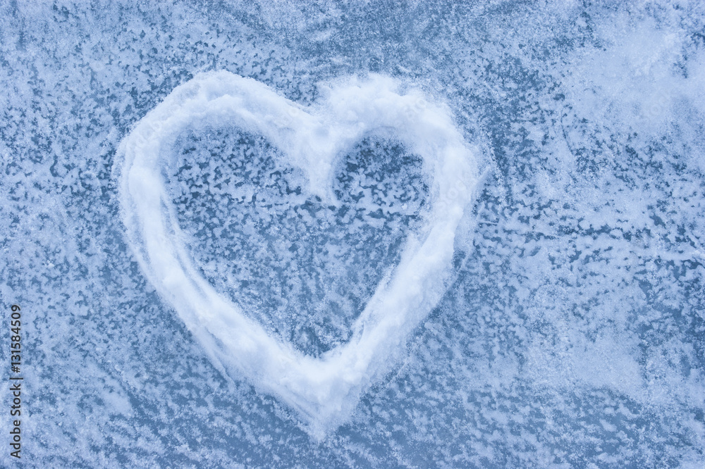 Heart of snow on the ice Heart of snow on the ice