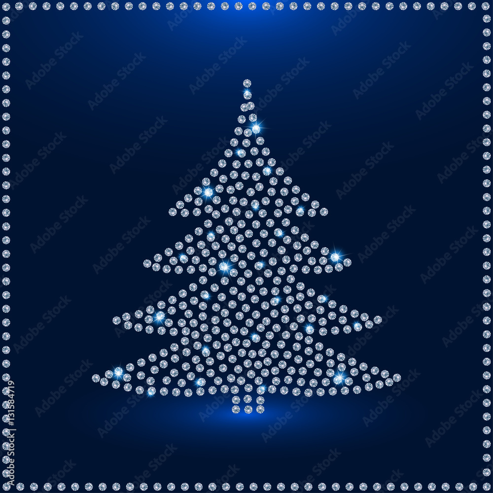 Greeting Card Of Diamond Christmas Tree. Greeting Card Of Diamond Christmas Tree.