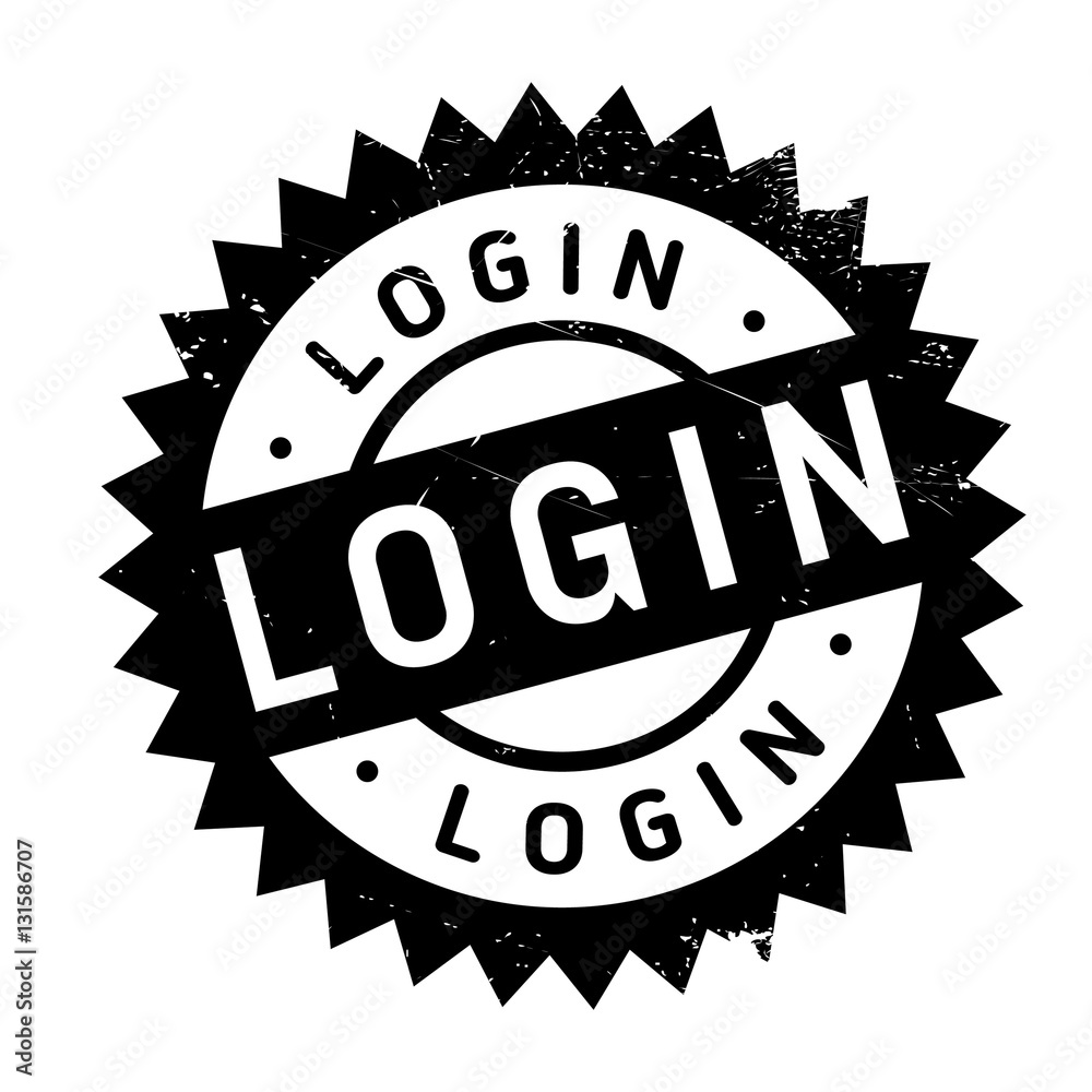 Login stamp. Grunge design with dust scratches. Effects can be easily removed for a clean, crisp look. Color is easily changed.