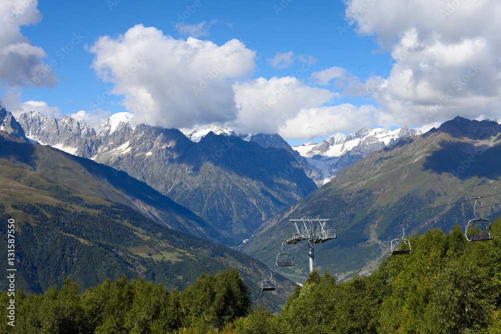 Cableway. Georgia, Svaneti, Mestia.