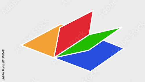 Vector image of colored paper on a light background. The subject for art and handicrafts, of art, entertainment, crafts, applique. cardboard. For design object