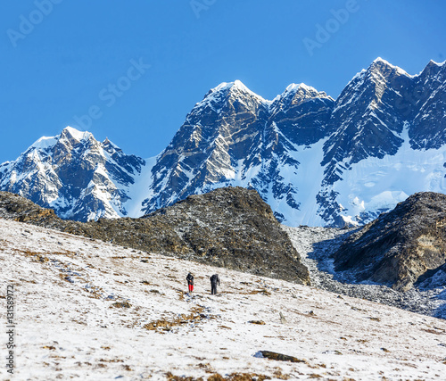 View from the Chhukhung Ri at the wall Nuptse (7864 m) - Everest region, Nepal, Himalayas photo