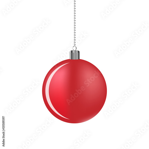 Hanging Christmas ball. Vector illustration.