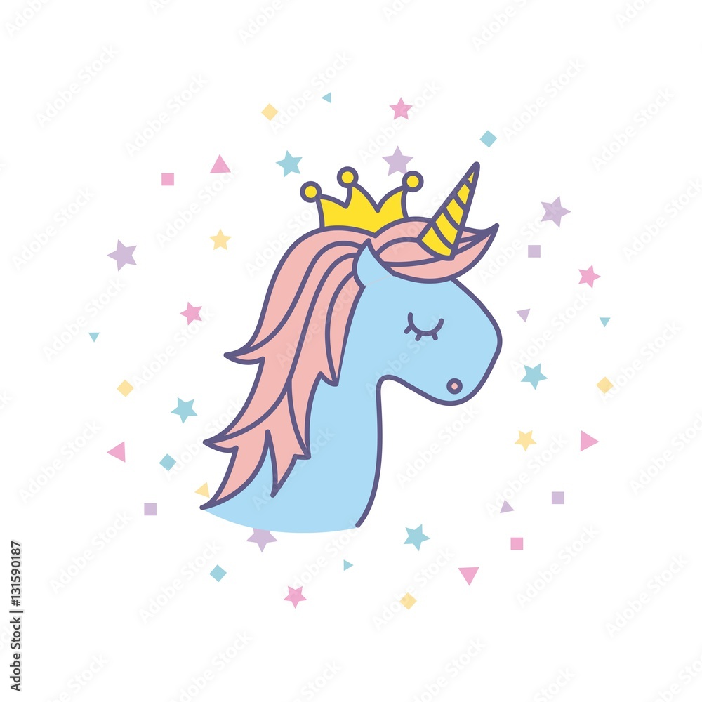 drawing cute unicorn icon vector illustration design