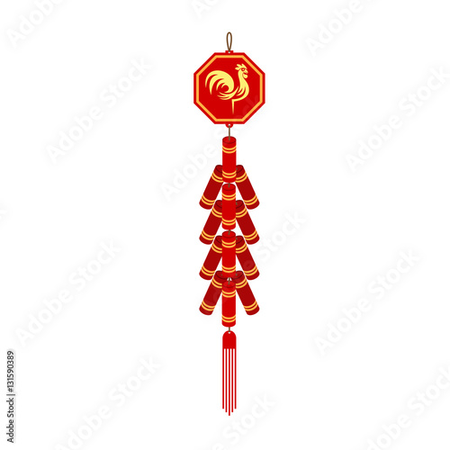 Red chinese firecracker flat icon.