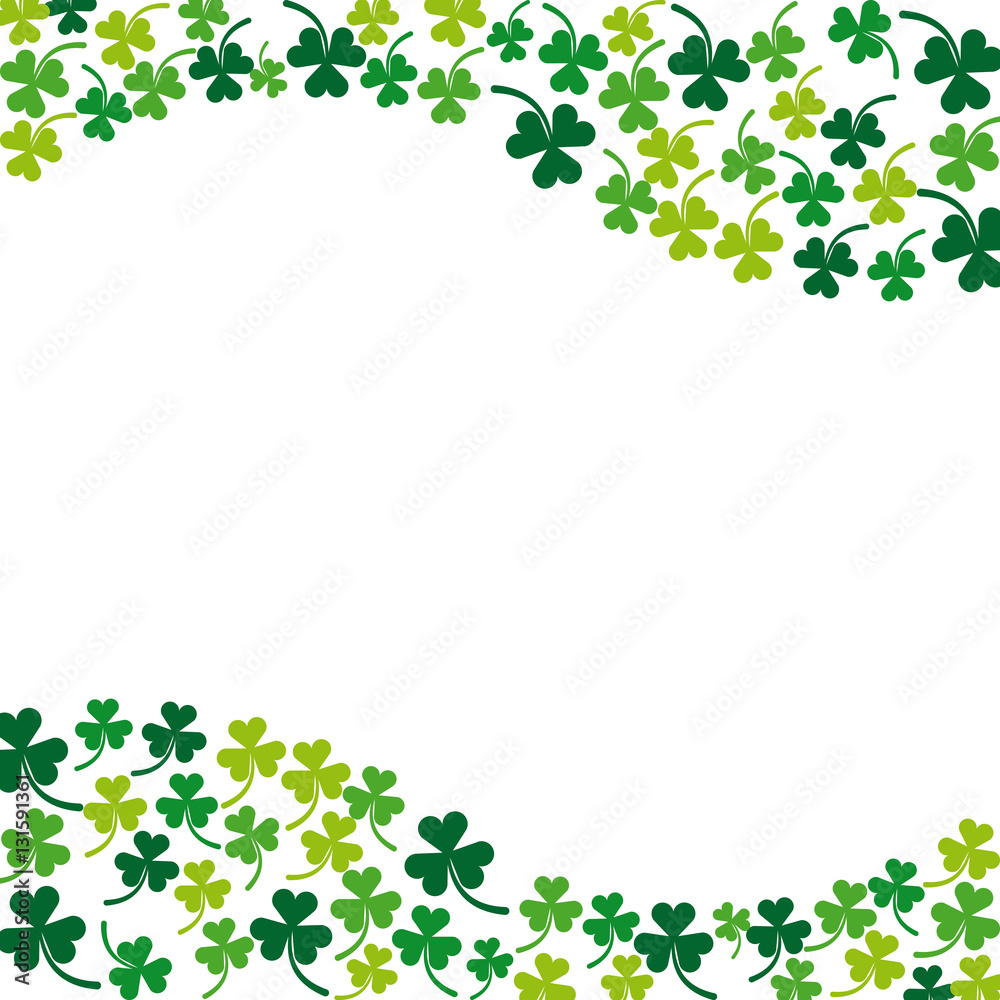 decorative waves frame with clovers icon over white background. colorful design. vector illustration decorative waves frame with clovers icon over white background. colorful design. vector illustration