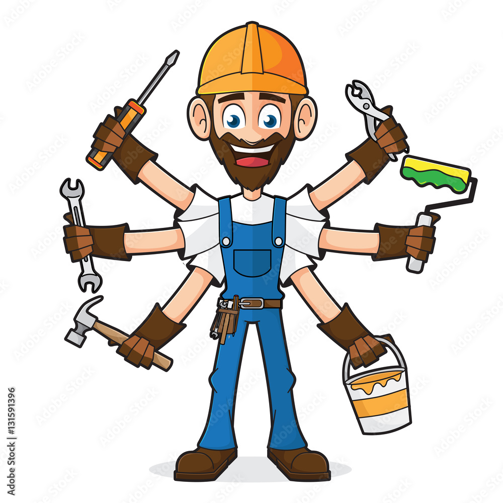 Obraz premium Handyman Holding Tools 