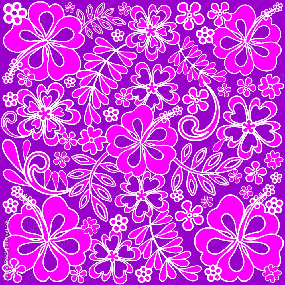 Hibiscus Pink and Purple Pattern Hibiscus Pink and Purple Pattern