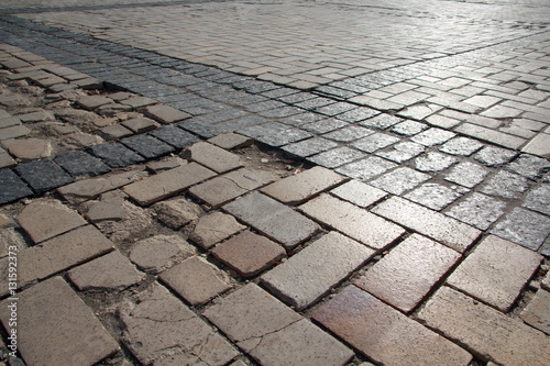 Old paving stones rsykschknnye light. Backgrounds and textures