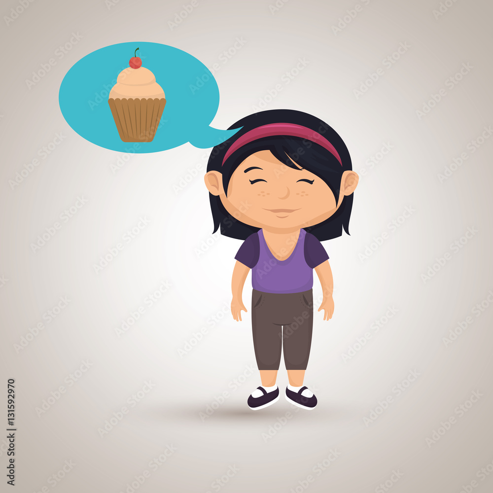 girl cartoon cup cake vector illustration eps 10