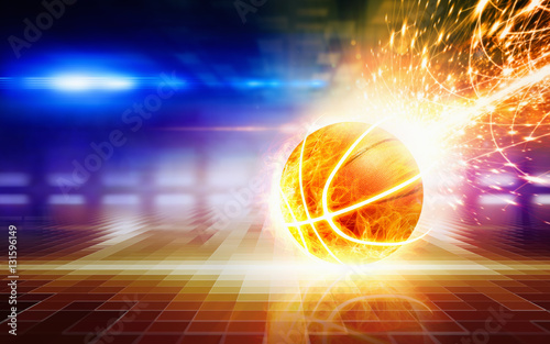 Abstract sports background - burning basketball © IgorZh