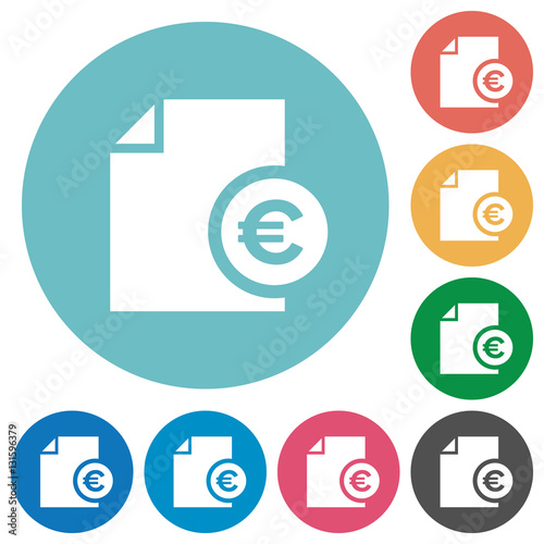 Euro report flat round icons