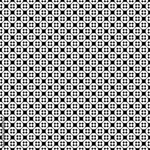 Vector monochrome seamless pattern, simple minimalist texture with crosses & circles, smooth black & white geometric figures. Abstract endless background. Design element for prints, textile, fabric