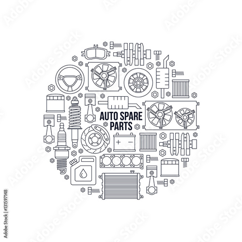 Set of auto spare parts