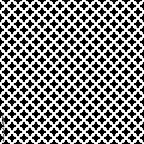 Vector monochrome seamless pattern. Abstract endless geometric texture, symmetric lattice, repeat tiles. Simple minimalist black & white background. Design element for prints, textile, fabric, cloth