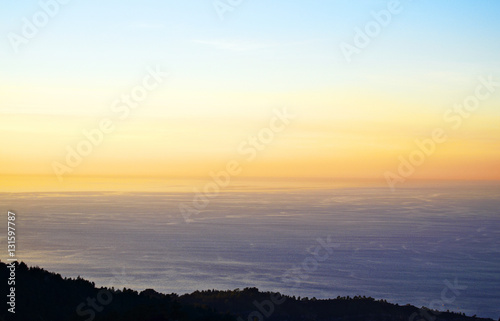 View of the Guipuzcoan coast at sunset from Monte Jaizquibel, Spain photo